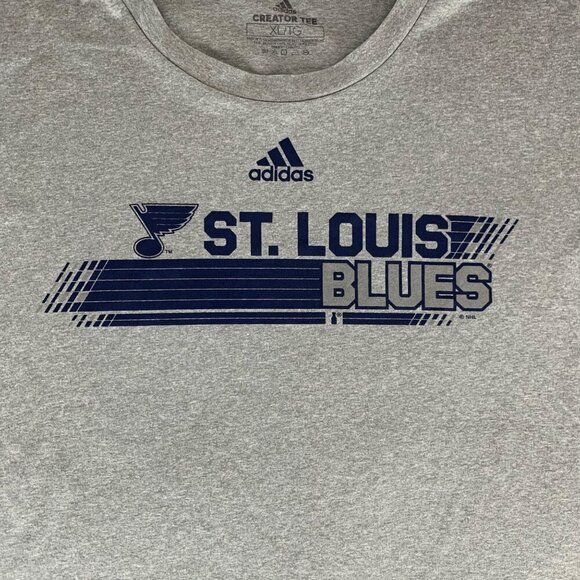 St Louis Blues NHL Gray Adidas Aeroready Athletic Crewneck Shirt Mens XL - Picture 2 of 4